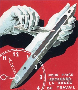 Proyecto de cartel del centro de trabajadores textiles de Bélgica para reducir la jornada laboral 1938 René Magritte Pinturas al óleo